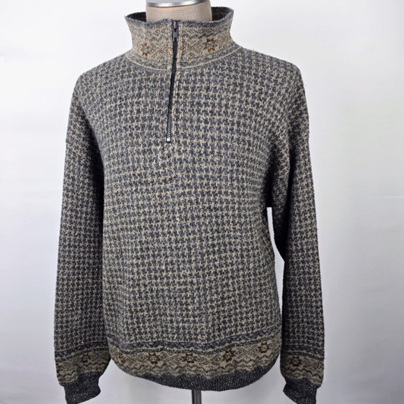 Vintage 90s TSR Outdoors Half Zip Grandpa Sweater Chunky Knit Pullover XL-XXL - Picture 5 of 9